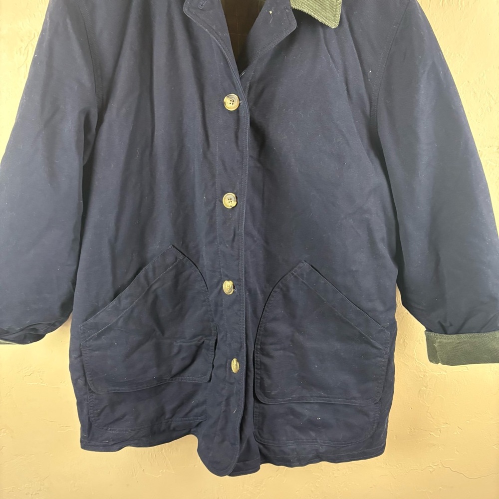 Lands End Women's Navy Blue Chore Barn Coat Corduroy Size 1X 16W 18W Thermolite - Picture 3 of 13